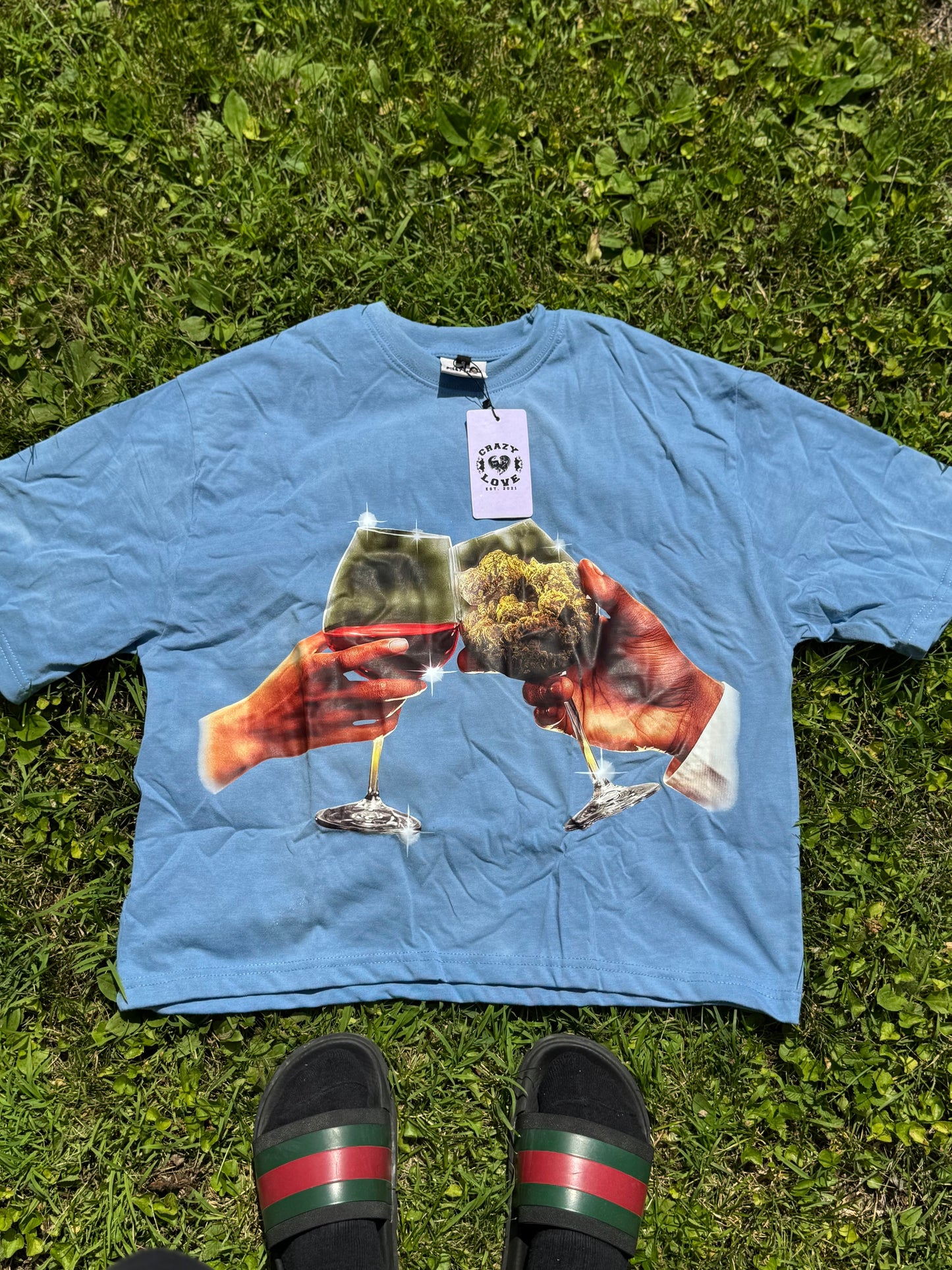 Addicted to your addiction Acid washed cropped Tshirts