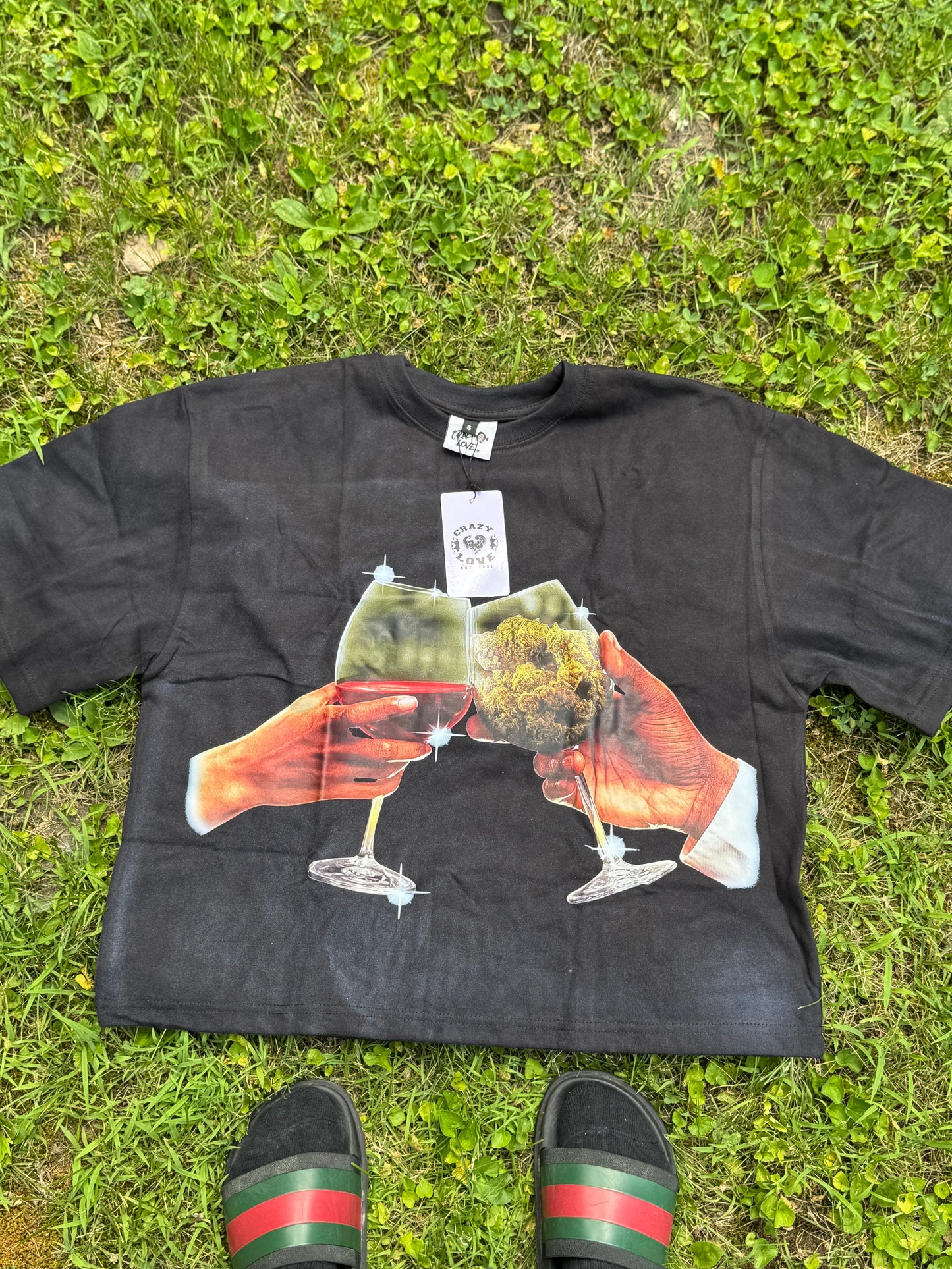 Addicted to your addiction Acid washed cropped Tshirts