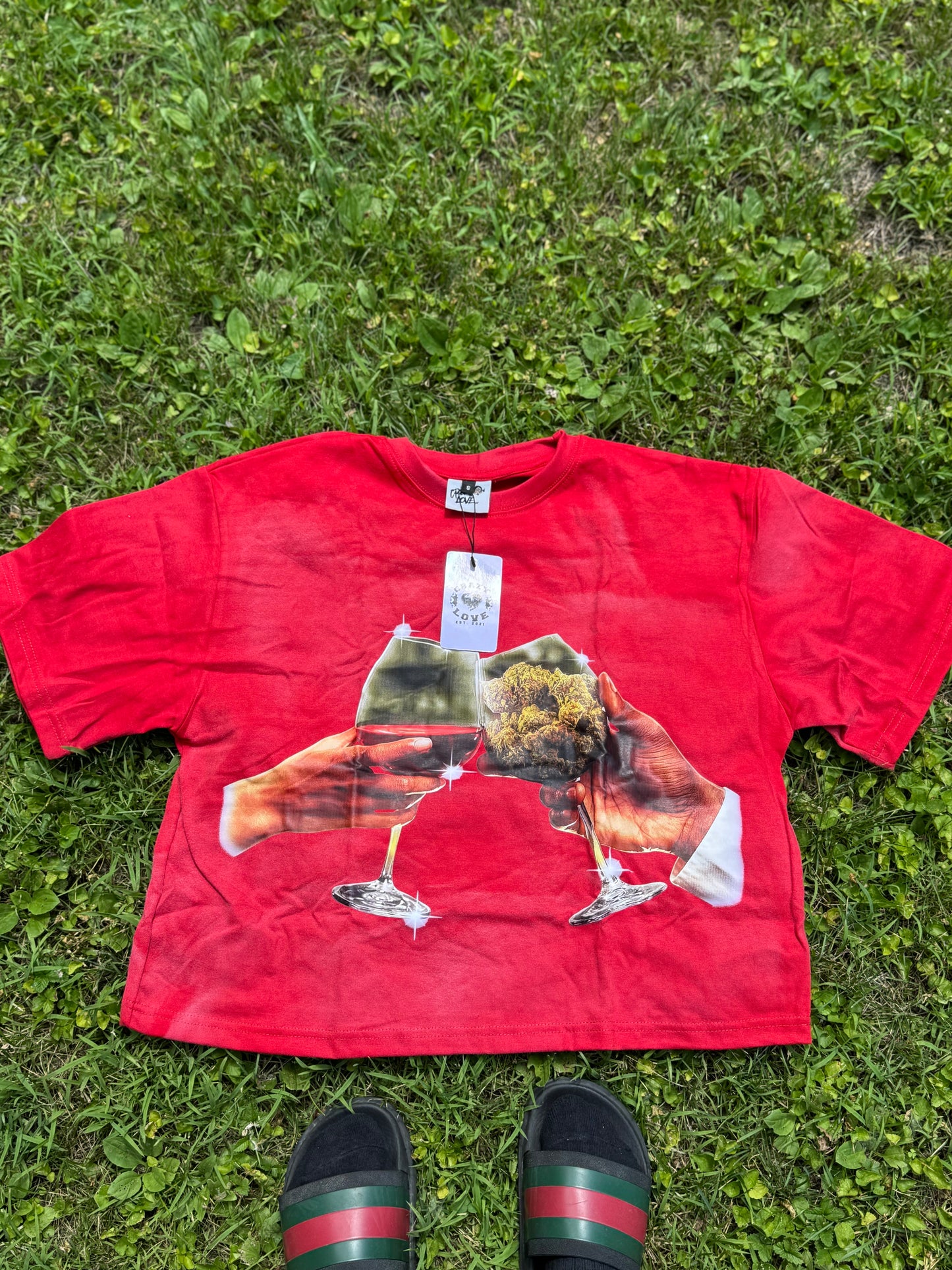 Addicted to your addiction Acid washed cropped Tshirts